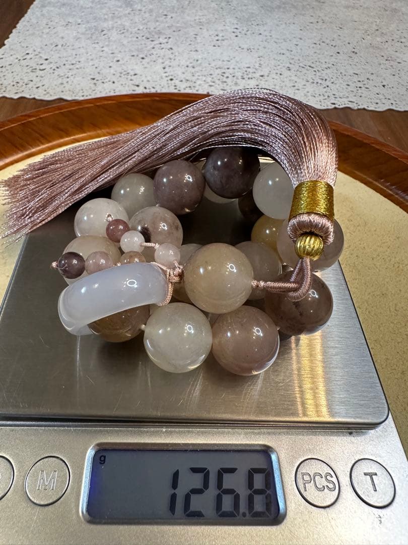 T-208 -2翡翠　天然金糸玉　天然石　数珠　念珠　仏具　開運お守り
