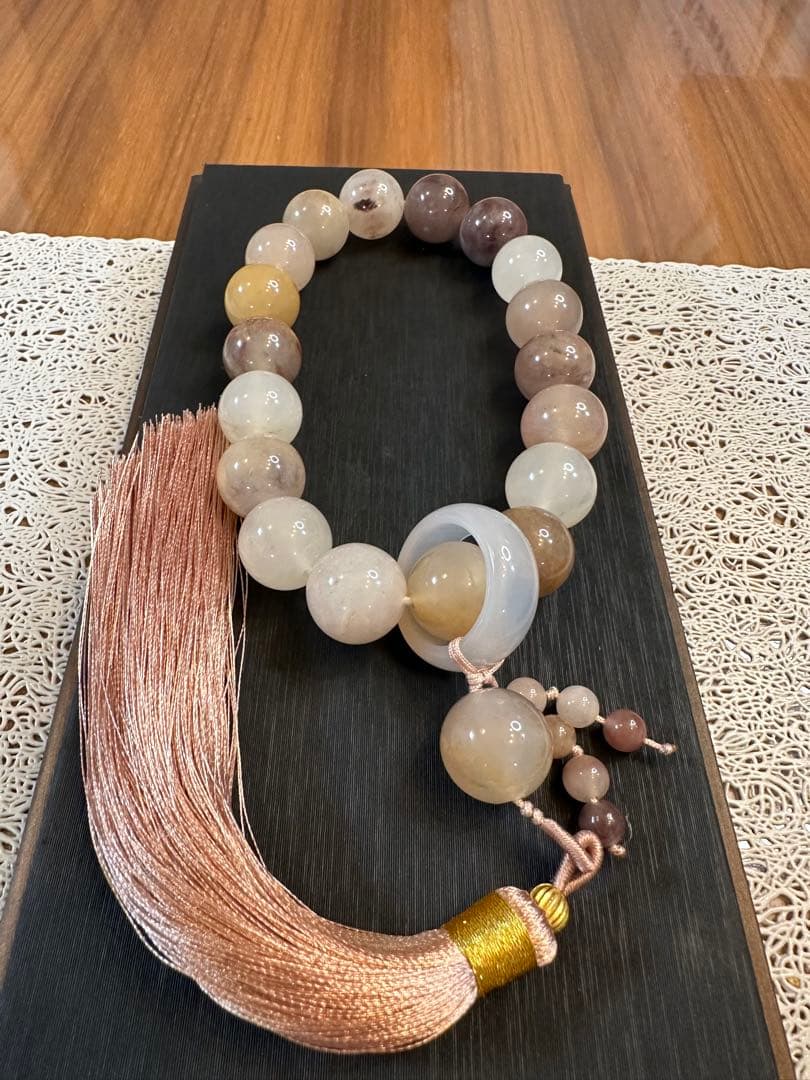 T-208 -2翡翠　天然金糸玉　天然石　数珠　念珠　仏具　開運お守り