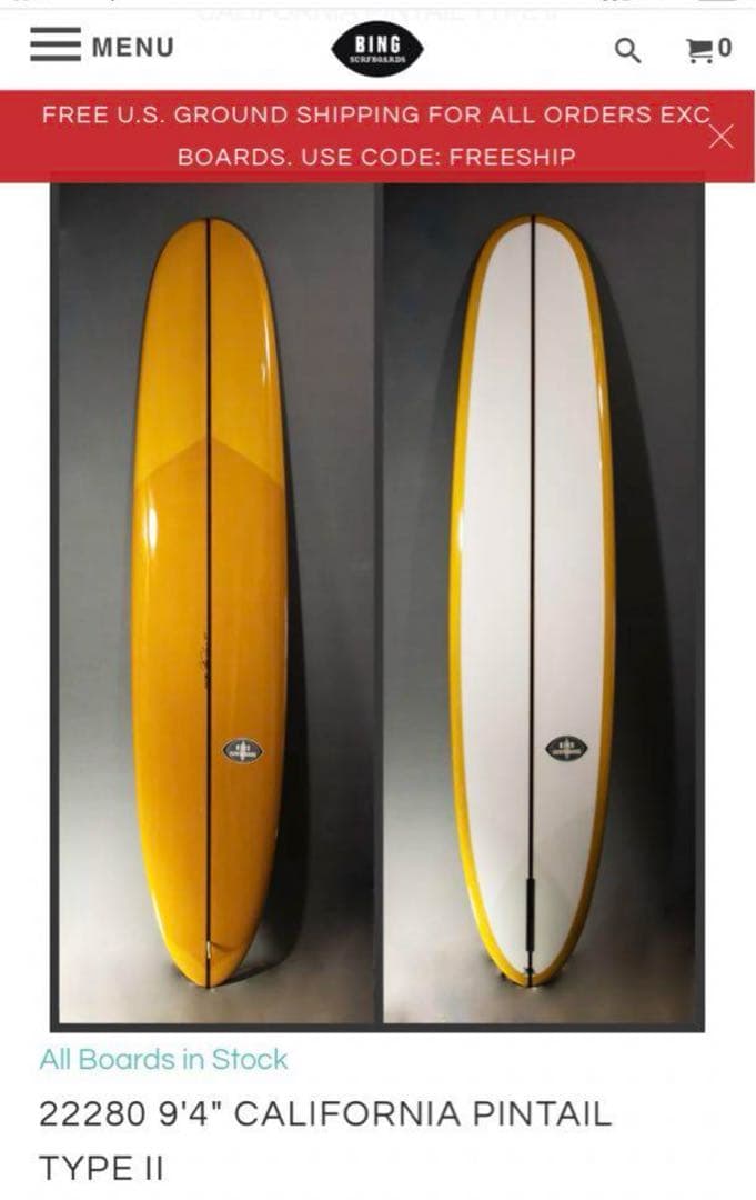 お値下げ手渡し限定BING ロングボード シングルフィン