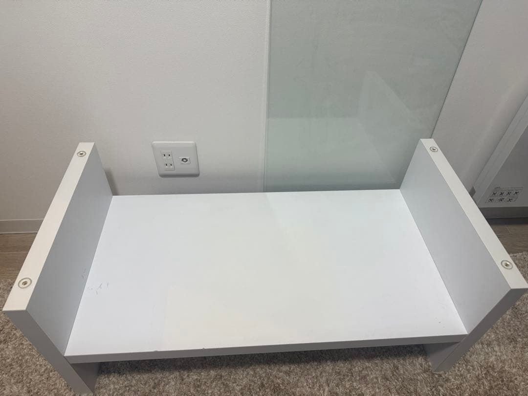 【札幌直接引渡し】Ahkah/ガラステーブル/ローテーブル/ホワイト/北欧風