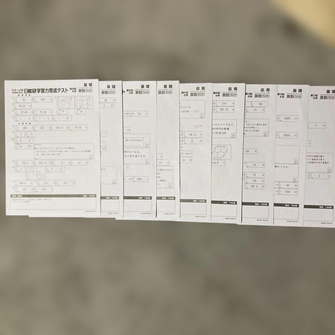 日能研6年（2025年度）　公開模試　育成テスト　夏期春期テスト　4科目