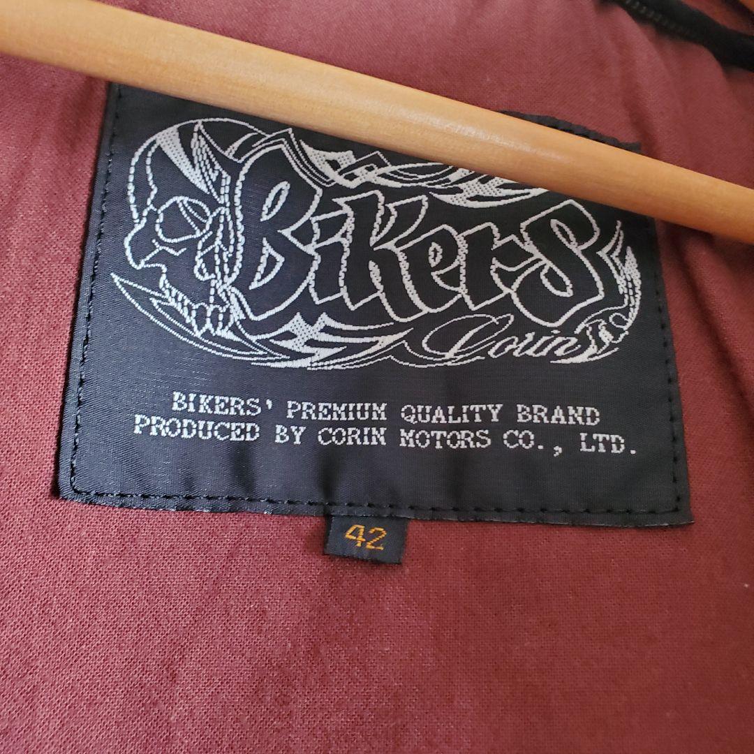【Bikers】Lサイズ カウレザーシングルライダースジャケット レーシング　茶