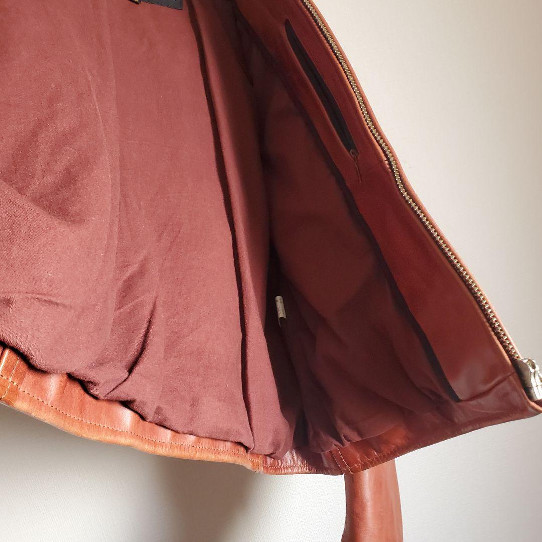 【Bikers】Lサイズ カウレザーシングルライダースジャケット レーシング　茶