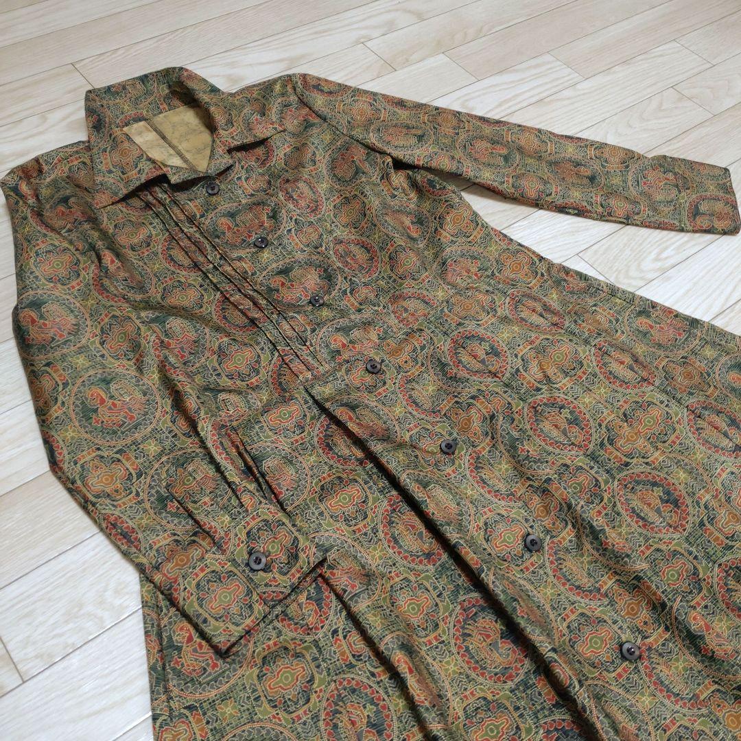 着物リメイク　染め大島紬ピンタックシャツワンピース