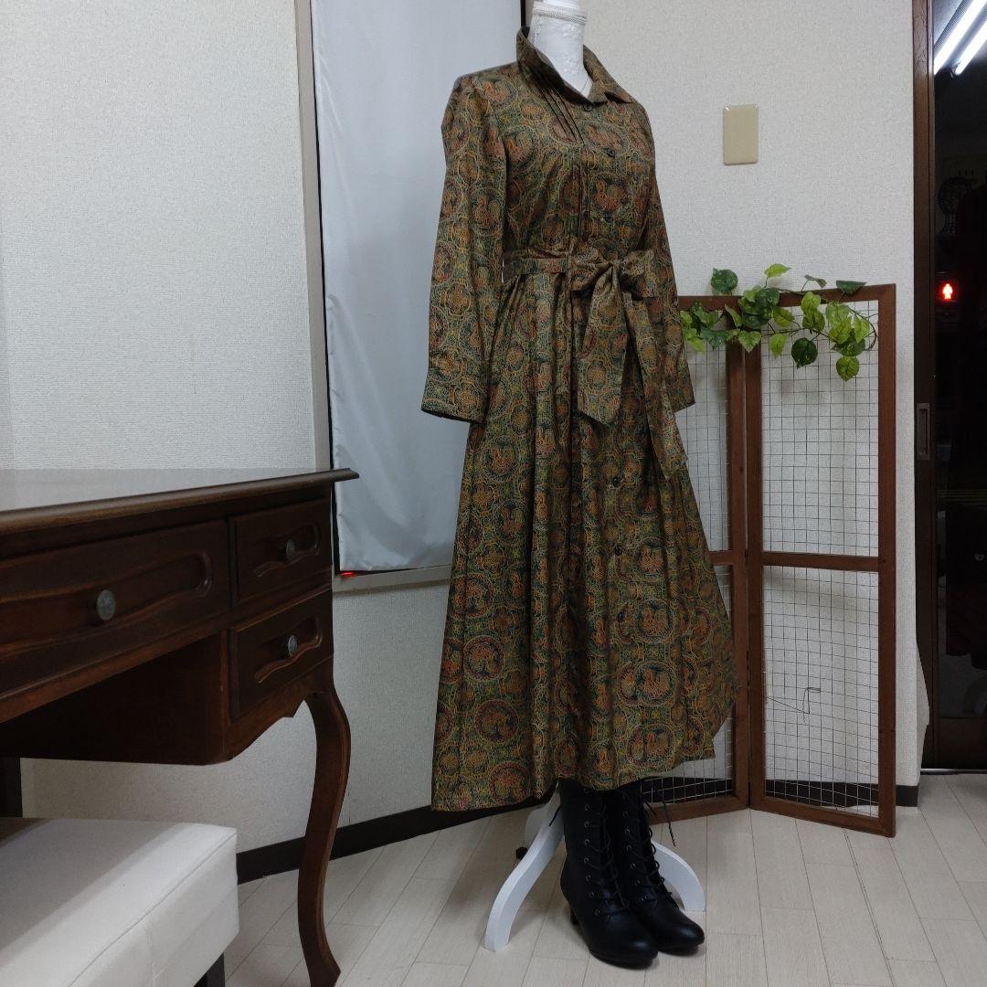 着物リメイク　染め大島紬ピンタックシャツワンピース