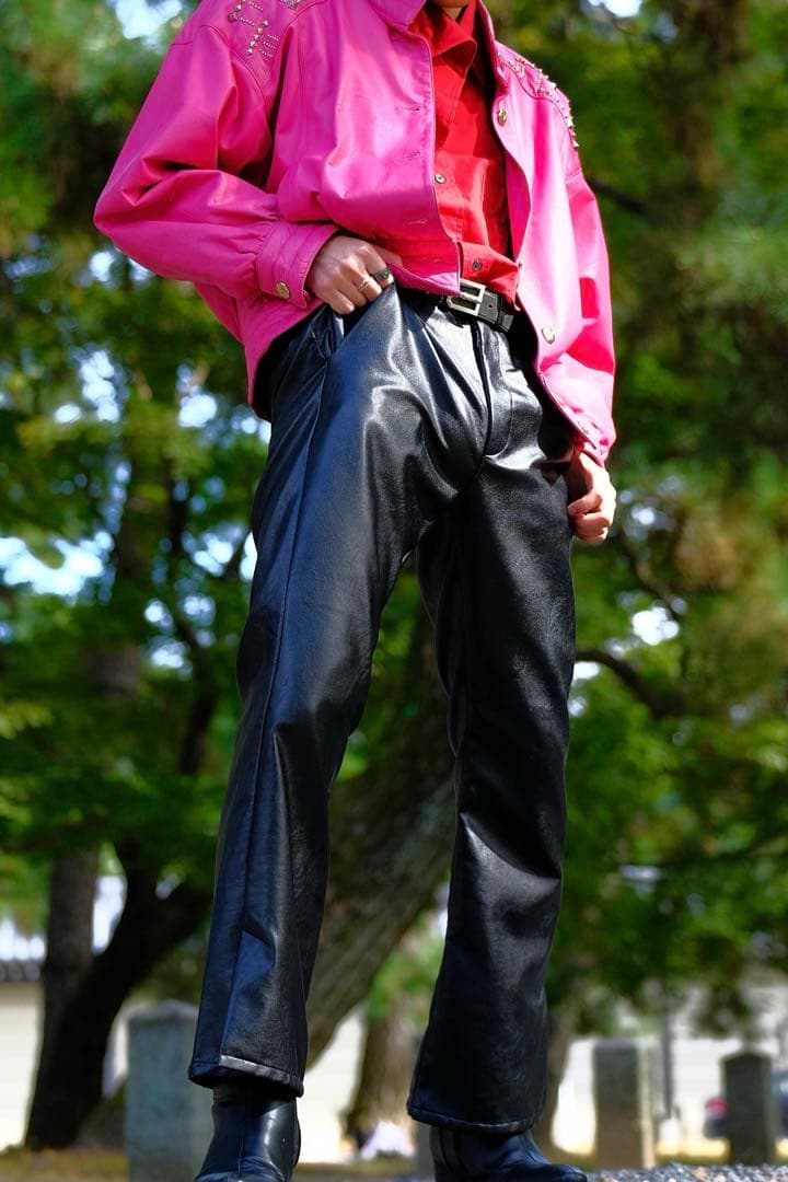 【70〜80's】 【vintage】 ピンク レザージャケット　パンク レトロ