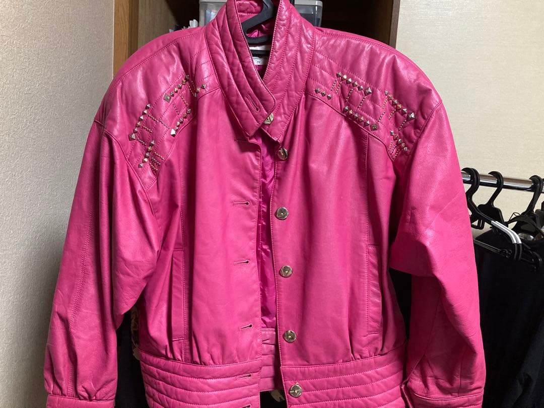 【70〜80's】 【vintage】 ピンク レザージャケット　パンク レトロ