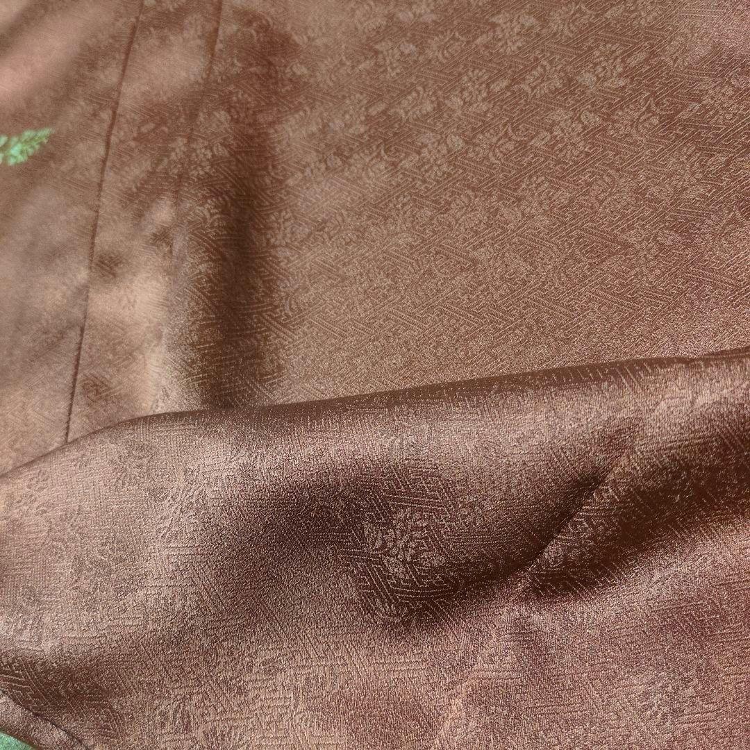 コ*ロ様 正絹 蘇芳香 流線 絞りと草花 着物リメイクV開きワンピ*