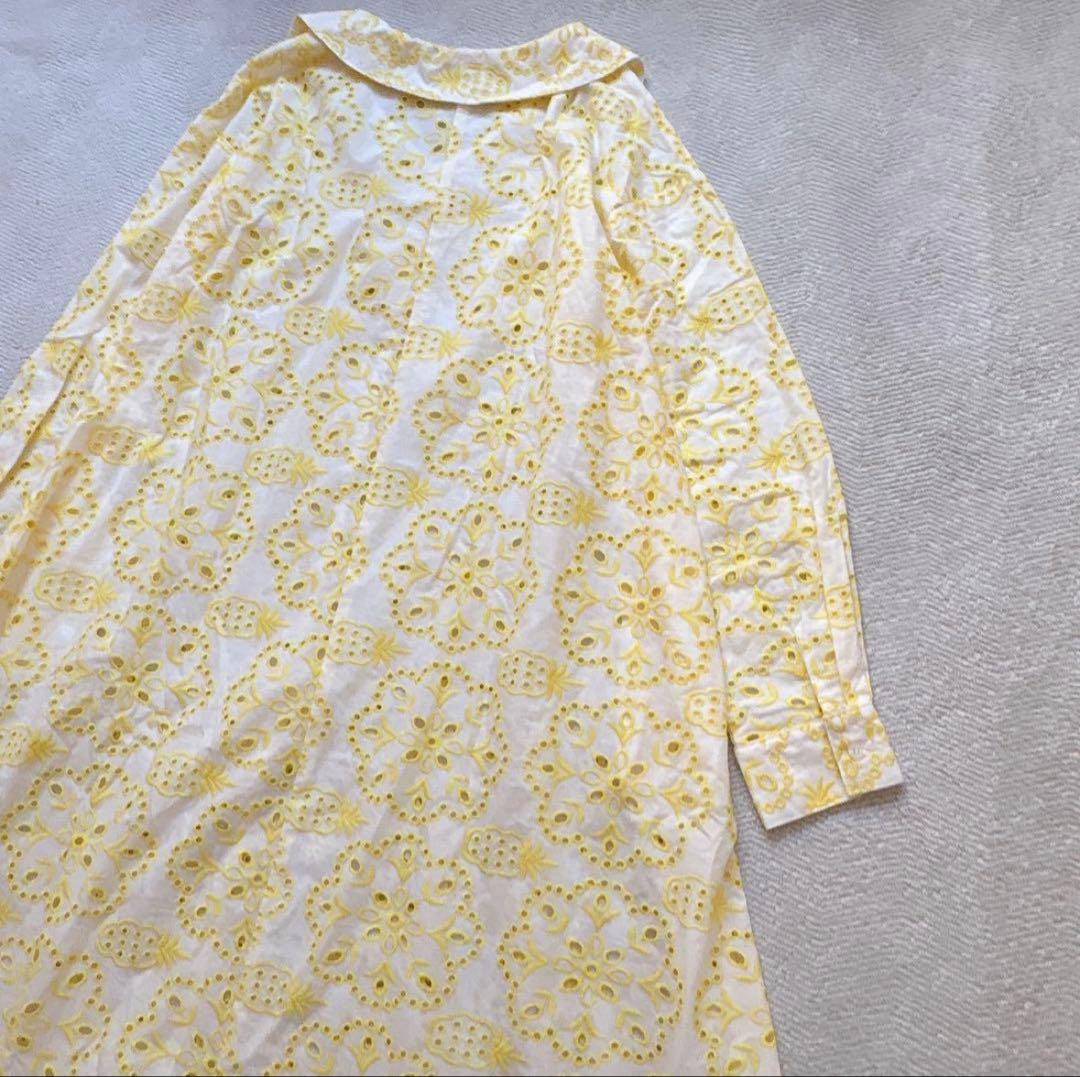 新品✨OBLI イエローレースワンピース　オブリ　コットンレース　インナー付き