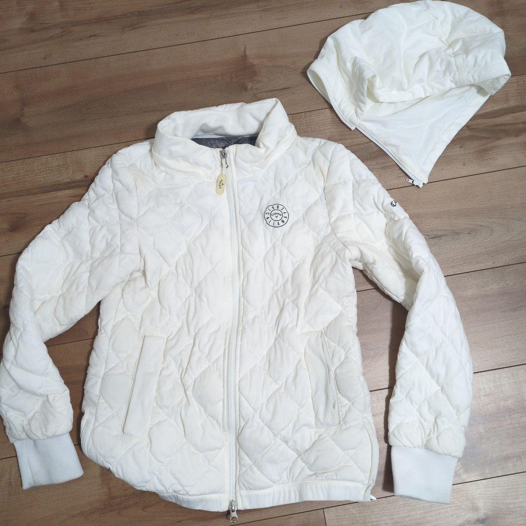 【即日発送】ホワイトキルティングジャケット フード付き