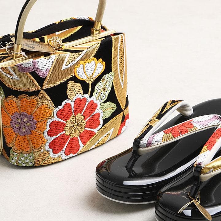 【新品】世美庵 謹製 正絹 西陣織草履バッグセット 24cm 古典柄 03215