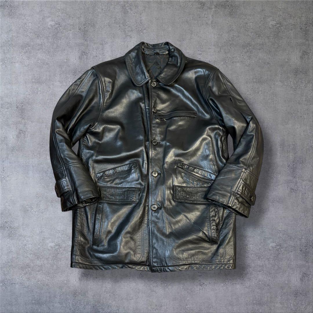 【美品】90s vintage 日本製 ラムレザー カーコート レザージャケット