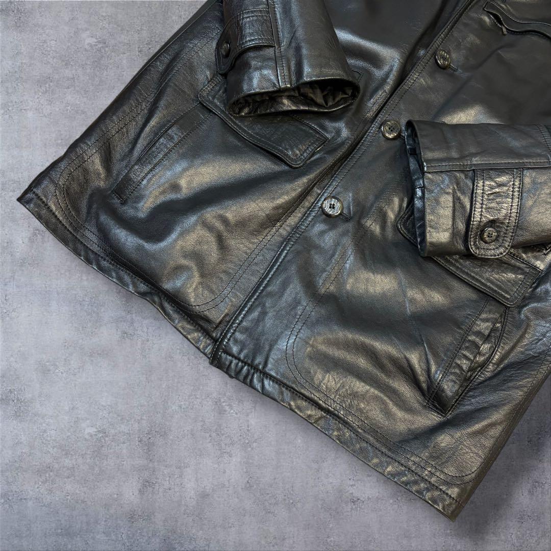 【美品】90s vintage 日本製 ラムレザー カーコート レザージャケット