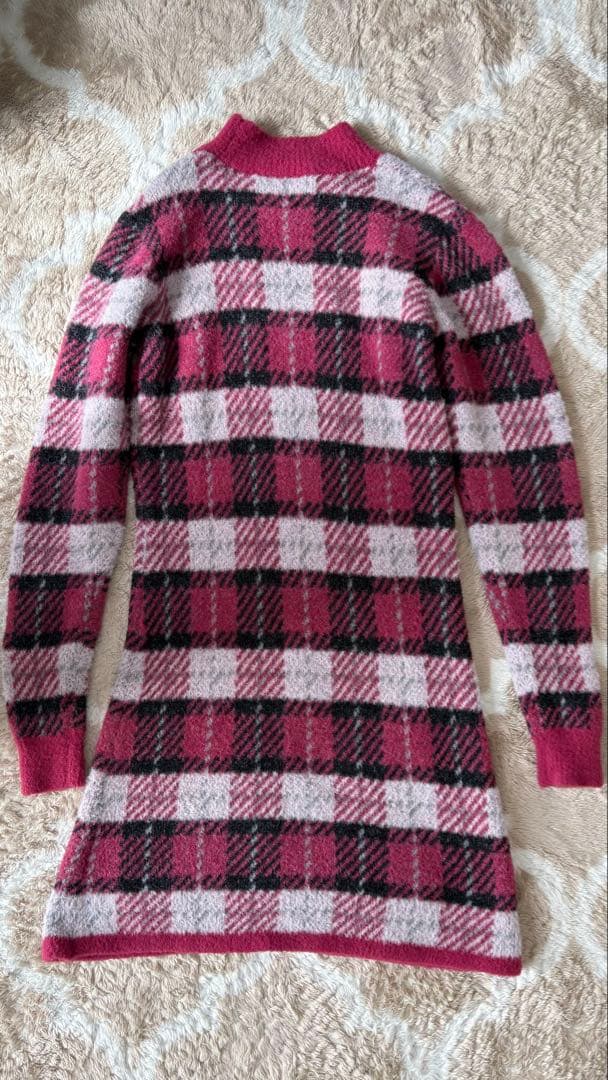 リエンダゴルフタータンチェックタイトニットワンピース