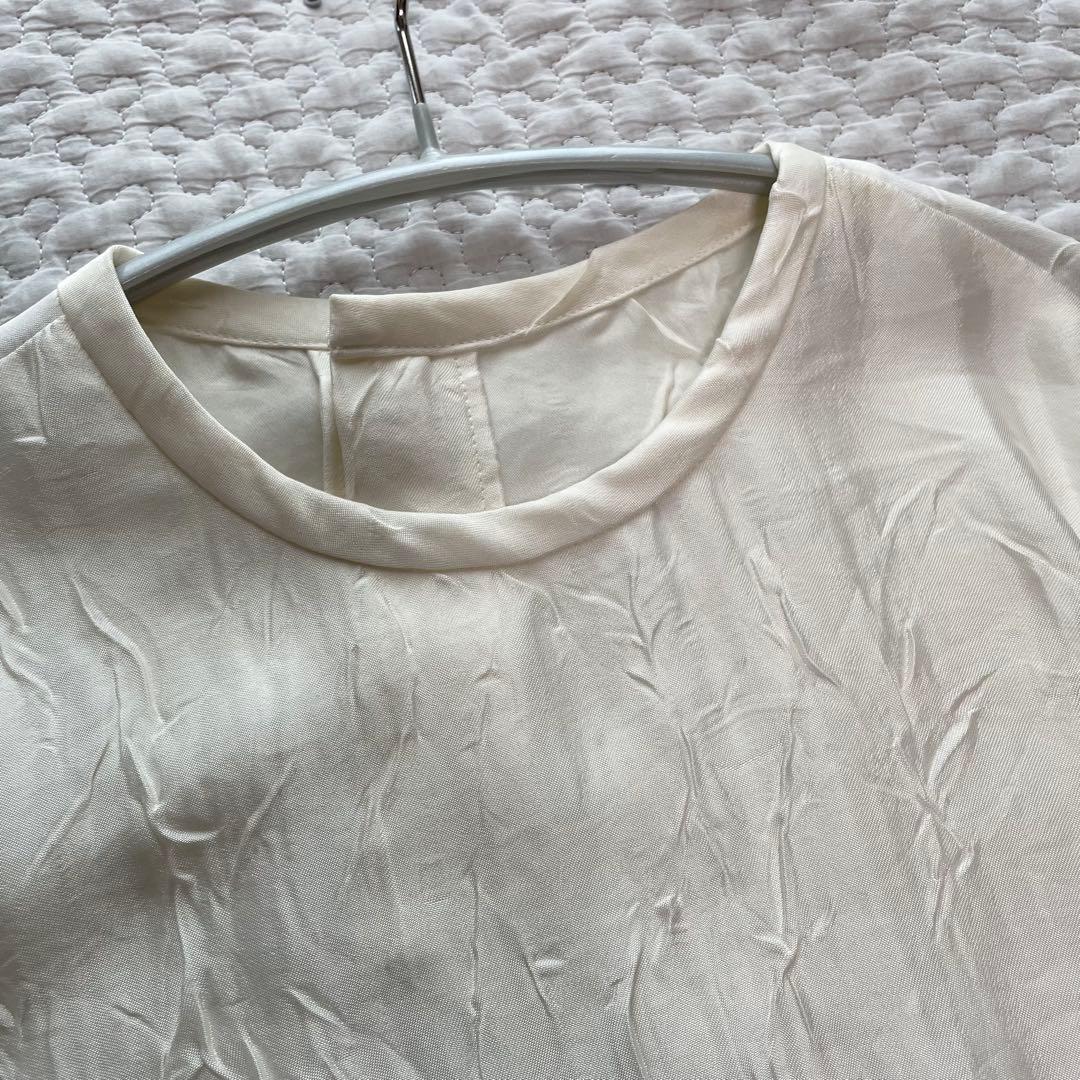 【かっちゃん】ADAM ET ROPE’ グロッシーTブラウス　白