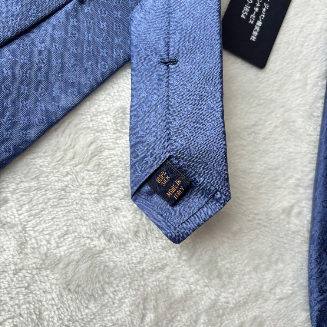 未使用保管品✨ルイヴィトン ネクタイ シルク100% モノグラム　青