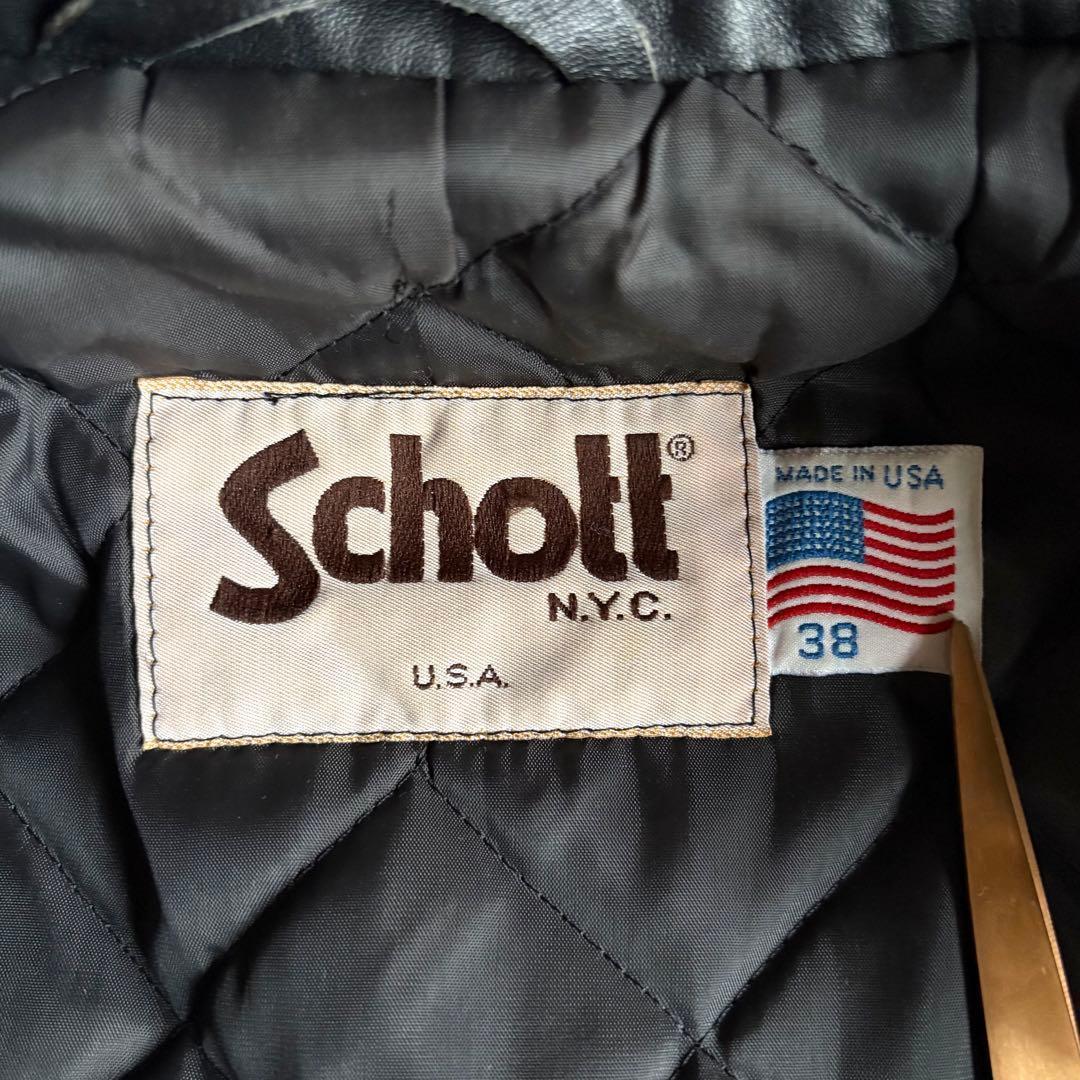 【90s schott】珍品　516 ライダース　フリンジ付き　usa製　本革