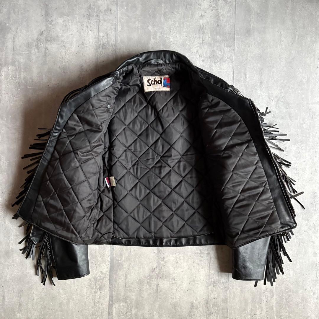 【90s schott】珍品　516 ライダース　フリンジ付き　usa製　本革