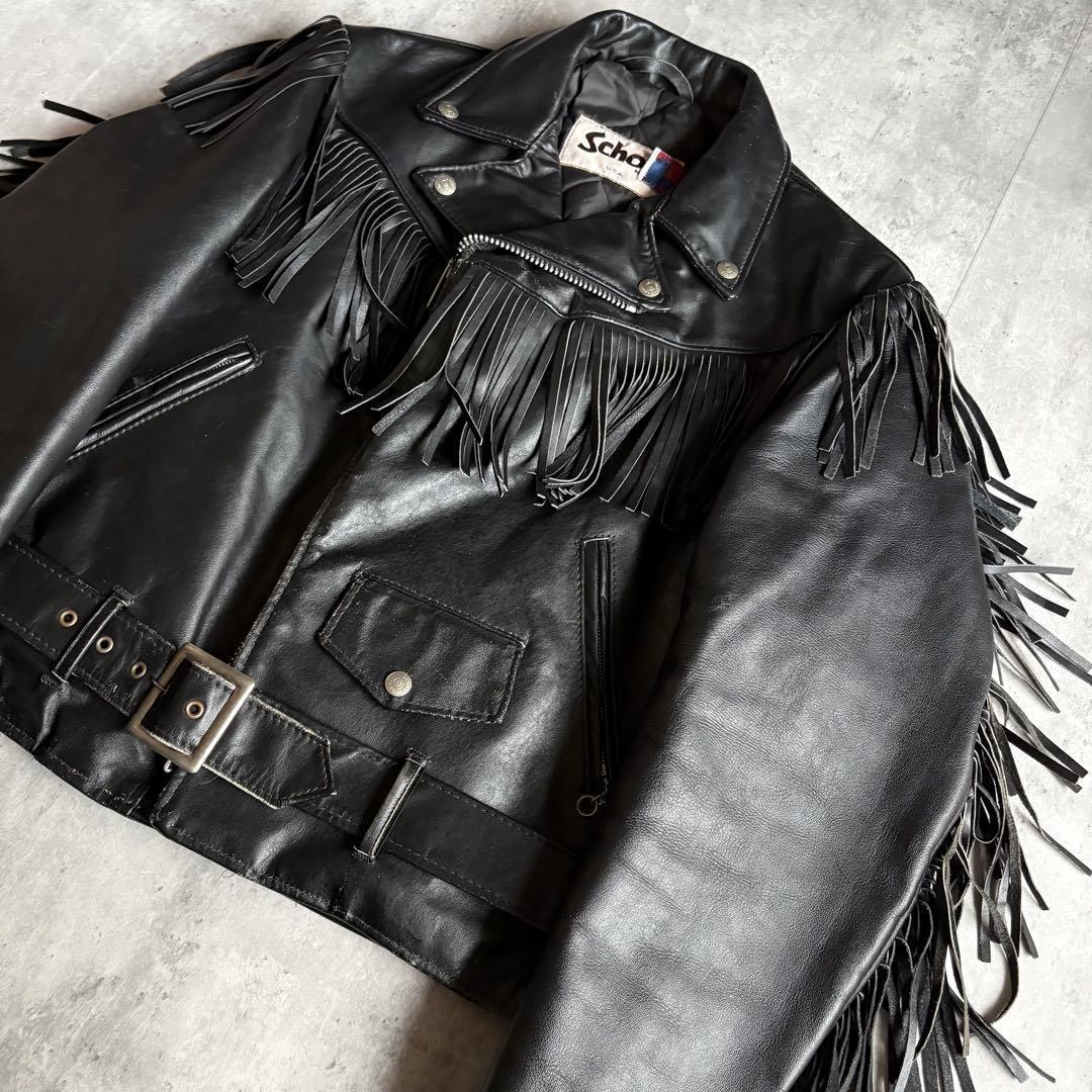 【90s schott】珍品　516 ライダース　フリンジ付き　usa製　本革