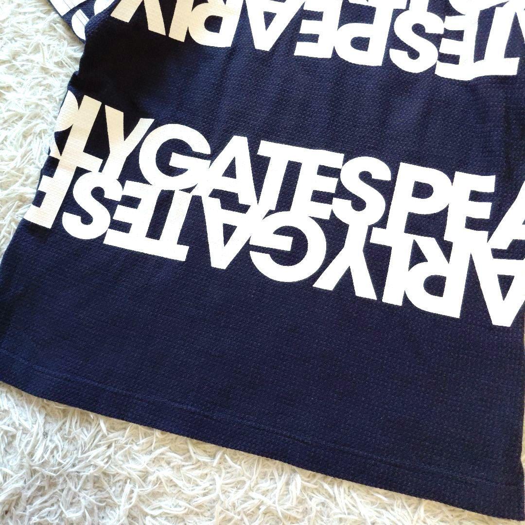 極美品 5 パーリーゲイツ ポロシャツ ゴルフウェア 刺繍ロゴ ネイビーホワイト