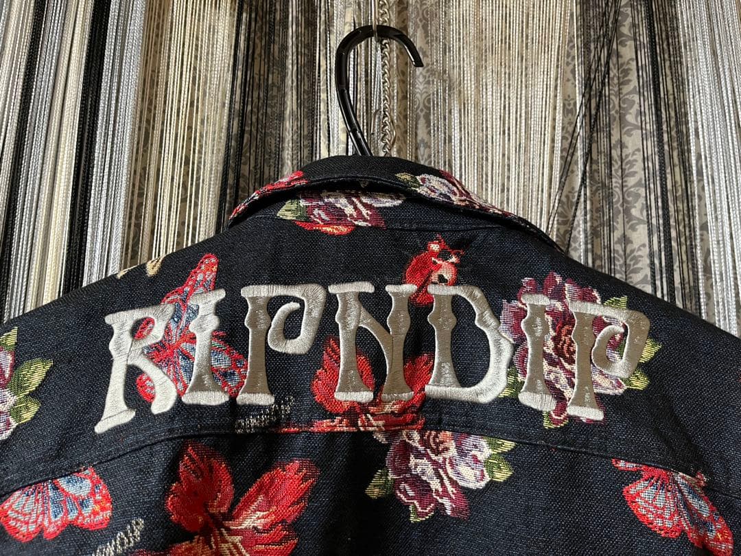 栗*坊様 リップンディップ　デニムジャケット　ブラック柄