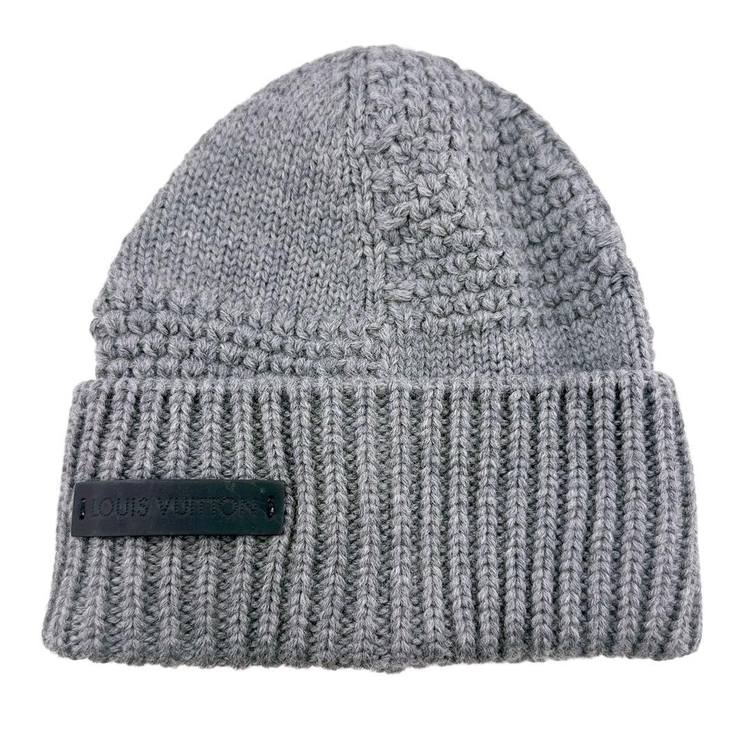 美品◇ルイヴィトン ダミエ ボネ ヘルシンキ ビーニー ニット帽 グレー