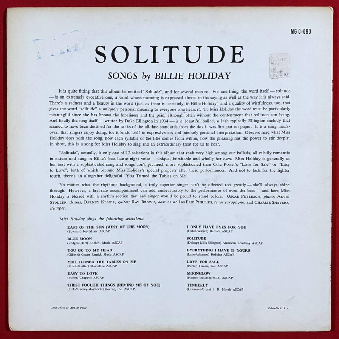★至高の逸品【USオリジナル／MONO／深溝】 ビリー・ホリデイ／ ソリチュード