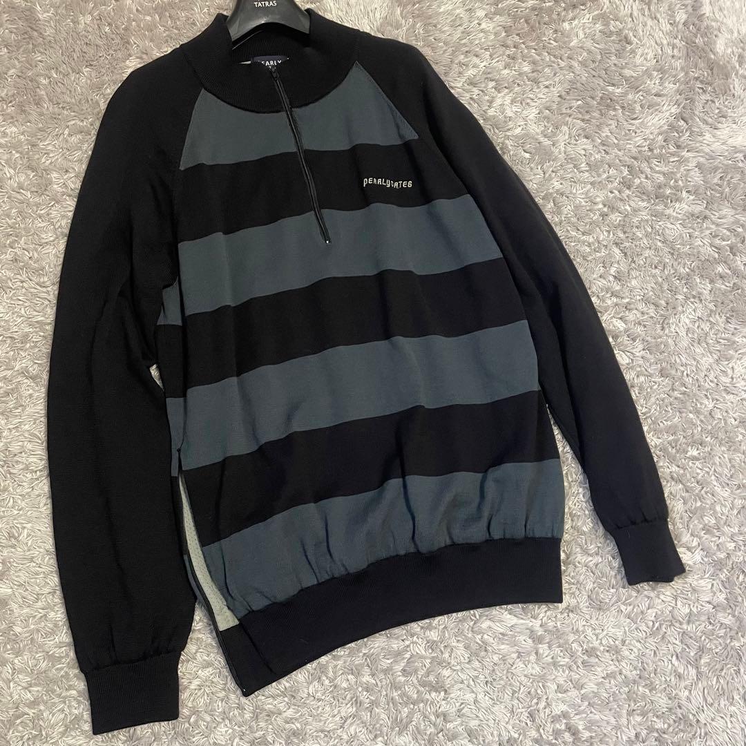 PEARLY GATES　ロゴ刺繍 ハーフジップ ボーダーニット 4