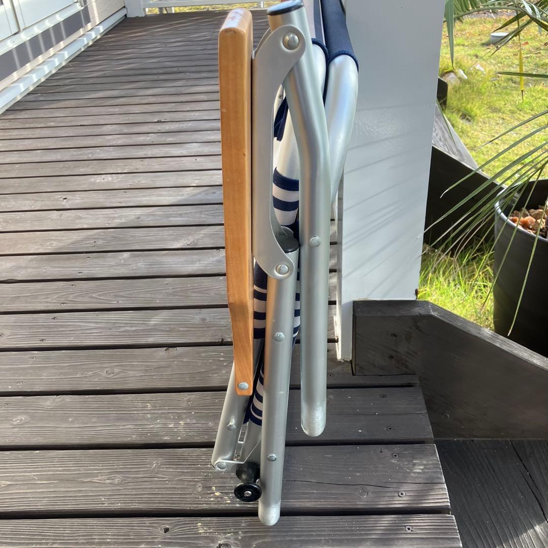 ⭐️美品⭐️coleman リラックス フォールディングベンチ 青×白 ストライプ