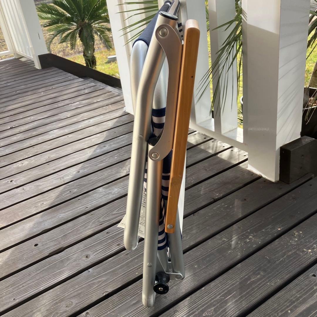 ⭐️美品⭐️coleman リラックス フォールディングベンチ 青×白 ストライプ