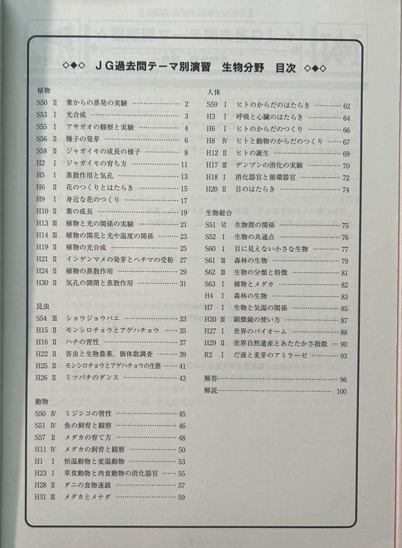 早稲田アカデミー NNJG 女子学院 理科 テーマ別過去問４冊