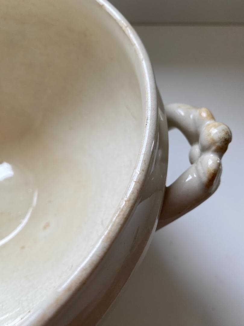 フランス アンティーク リュネビル 白釉 小ぶりのスーピエール