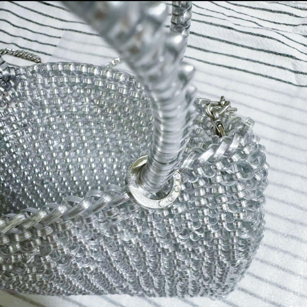 高見え 小ぶりシルバーワイヤーバッグ✨褒められ華やぎアイテム♪