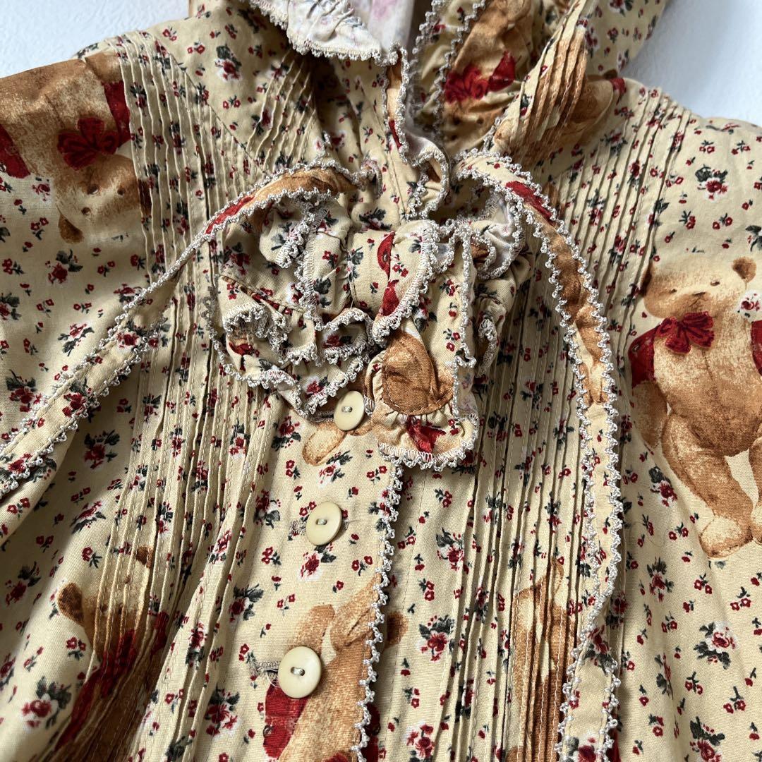 WONDERFUL WORLD　ロングワンピース　テディベア　プリーツ　フード付