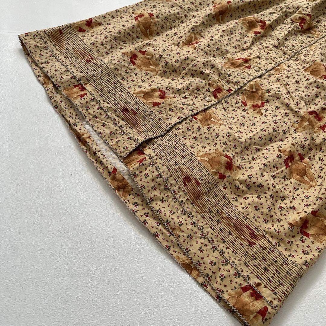 WONDERFUL WORLD　ロングワンピース　テディベア　プリーツ　フード付