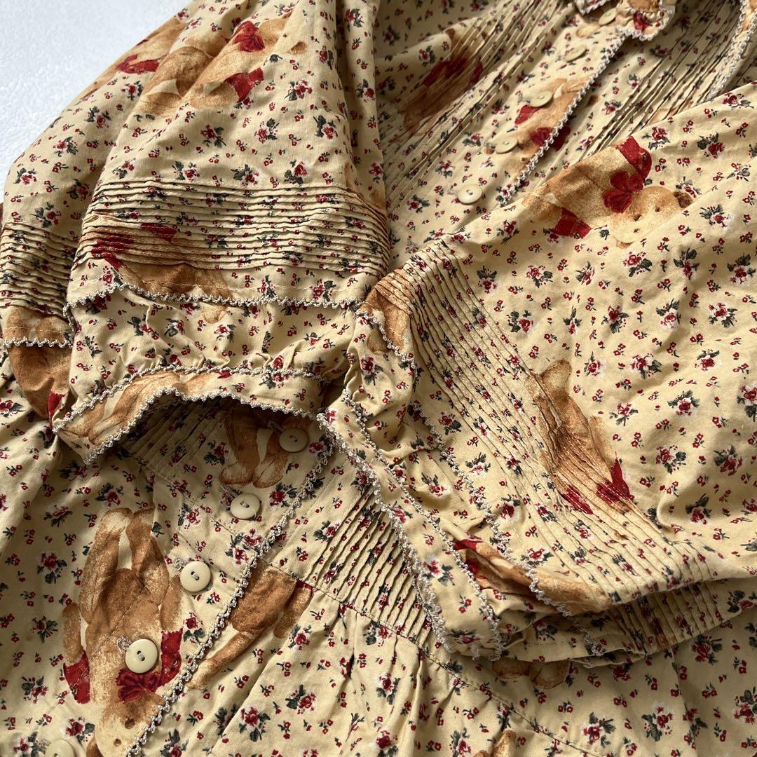 WONDERFUL WORLD　ロングワンピース　テディベア　プリーツ　フード付