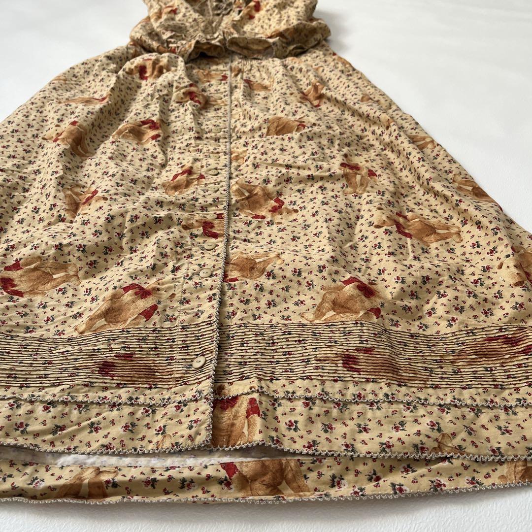 WONDERFUL WORLD　ロングワンピース　テディベア　プリーツ　フード付