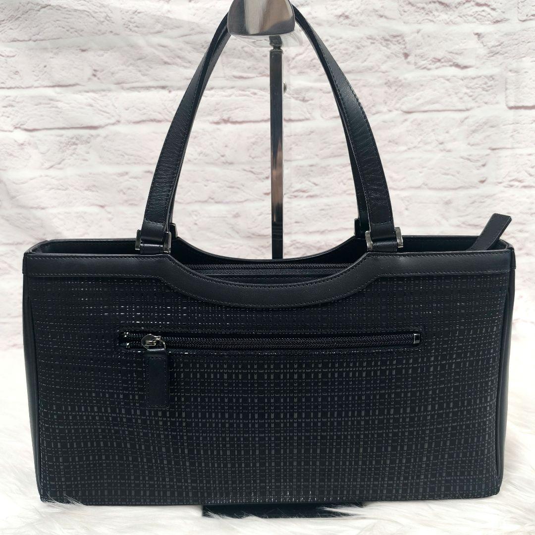 【極美品】印傳屋　変わり市松柄　ハンドバッグ　フォーマルバッグ　黒漆×黒革