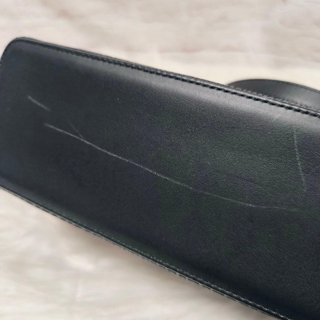 【極美品】印傳屋　変わり市松柄　ハンドバッグ　フォーマルバッグ　黒漆×黒革