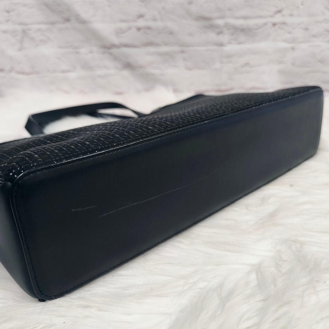 【極美品】印傳屋　変わり市松柄　ハンドバッグ　フォーマルバッグ　黒漆×黒革