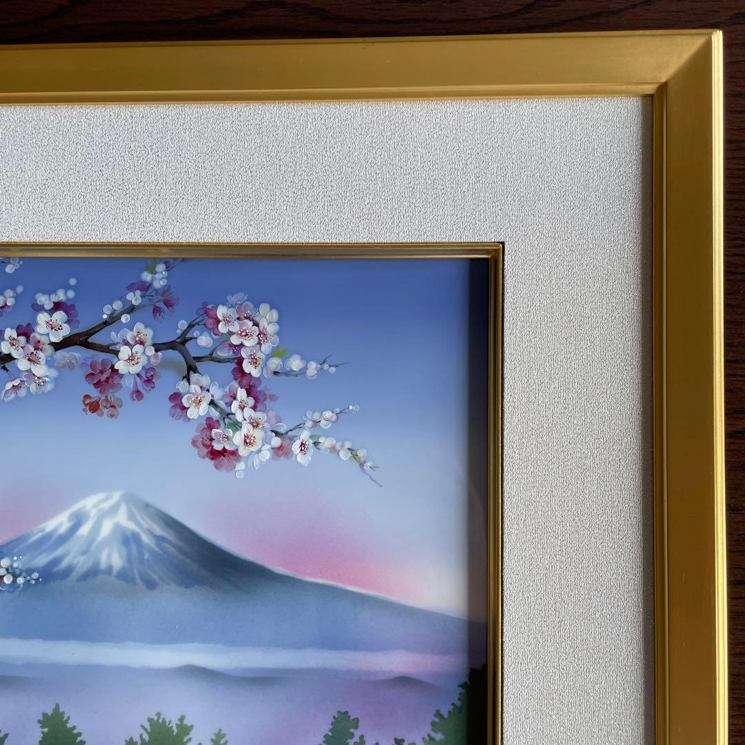 □美術品□桜に富士・陶板画□H.Bretscheider・01／25◇マイセン◇