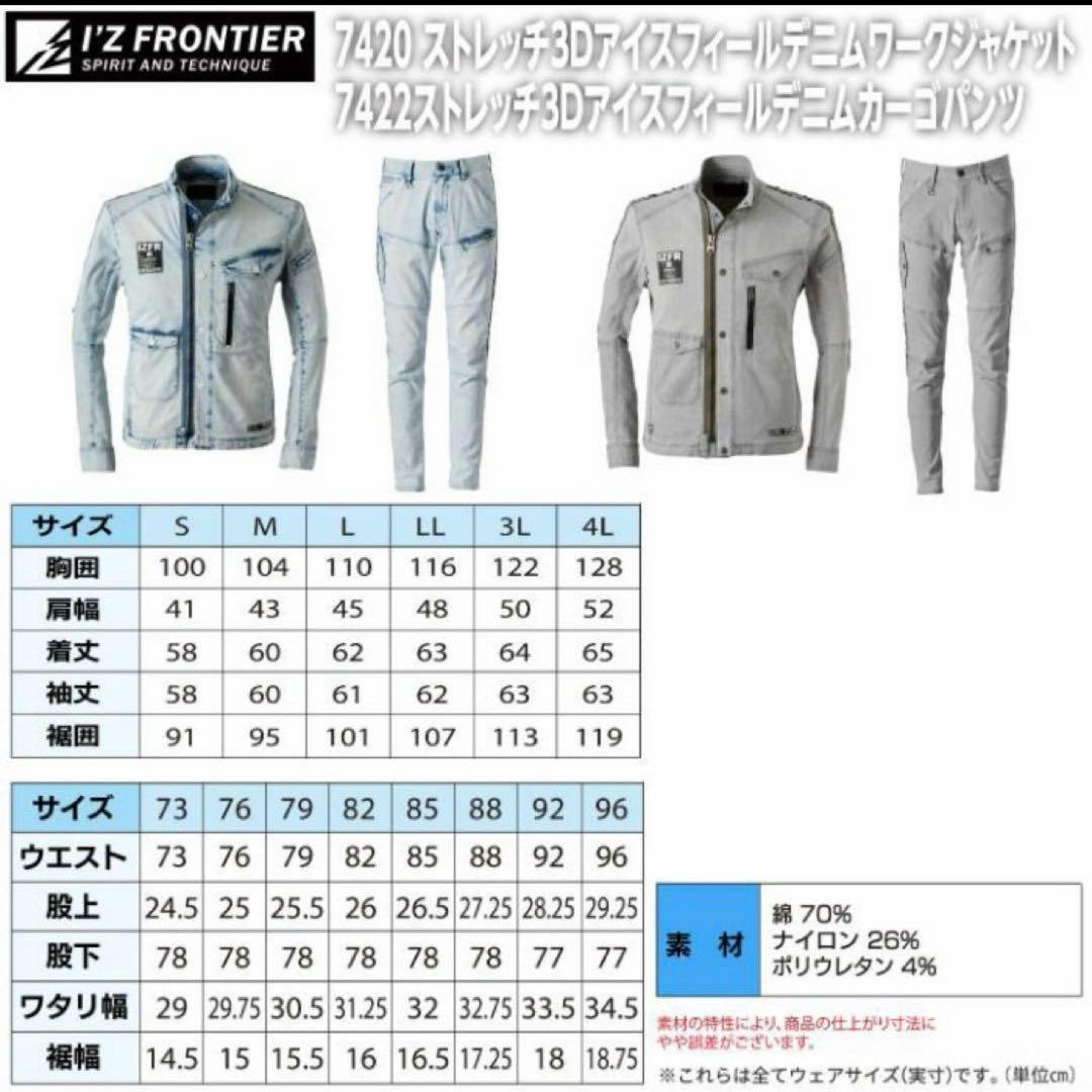 たらこショップ様 アイズフロンティア ストレッチデニム 作業着上下 S-76
