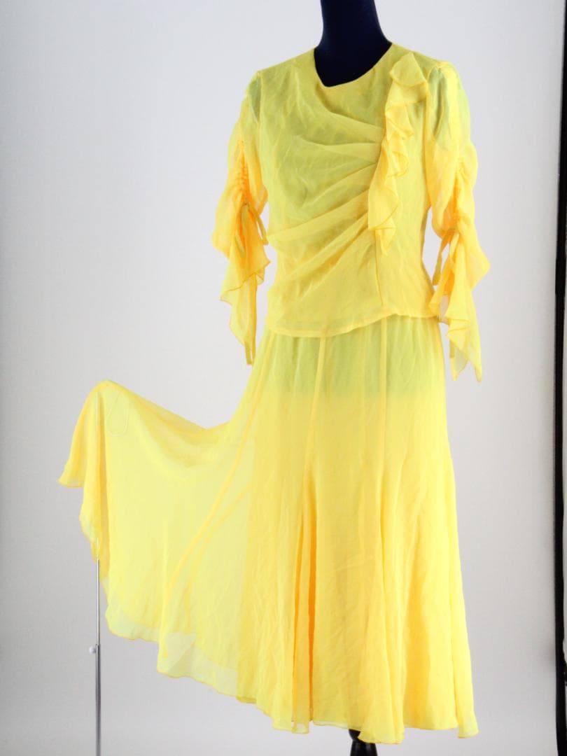 【美品 日本製 社交ダンス衣装 ツーピースセット】Sanline サンリーヌ