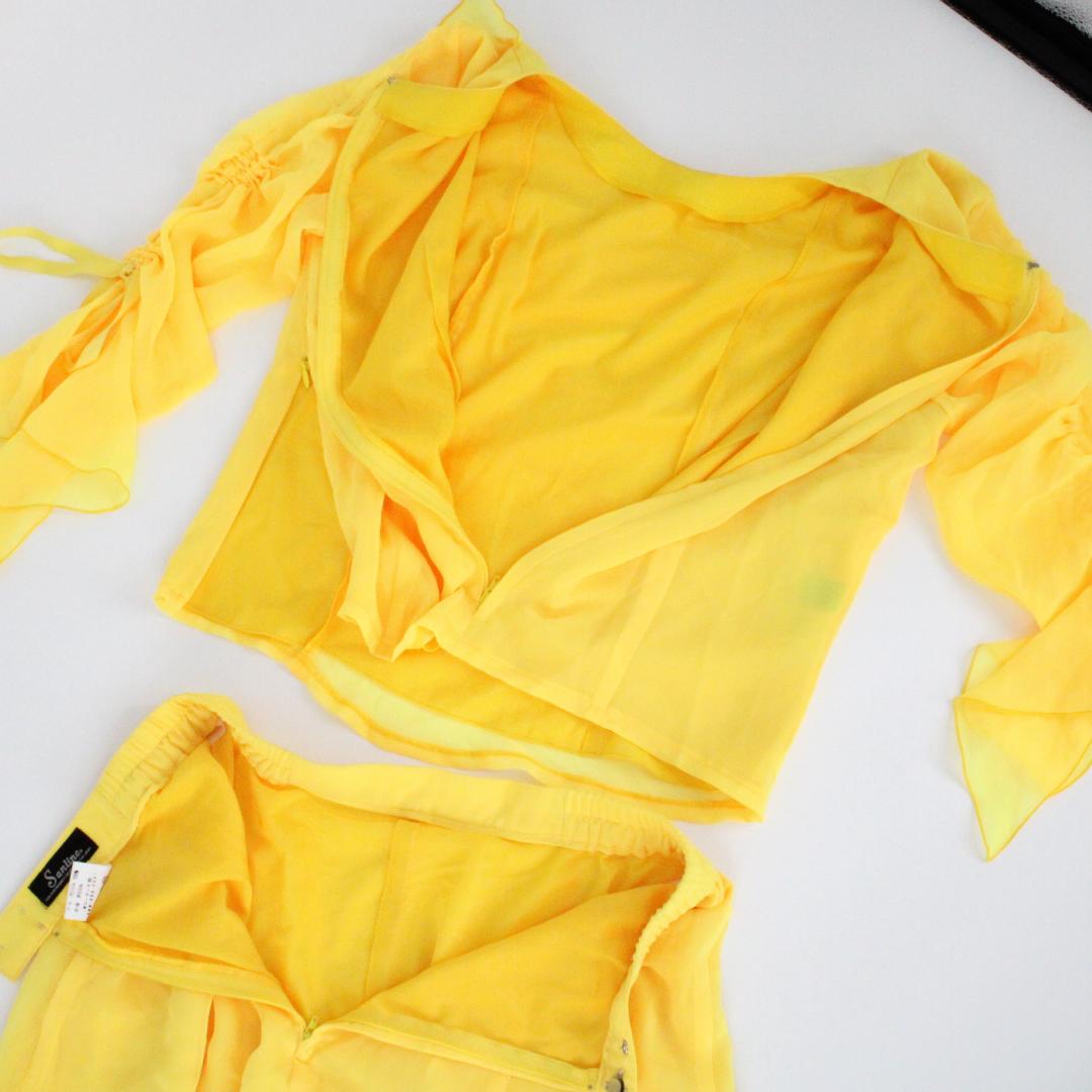 【美品 日本製 社交ダンス衣装 ツーピースセット】Sanline サンリーヌ