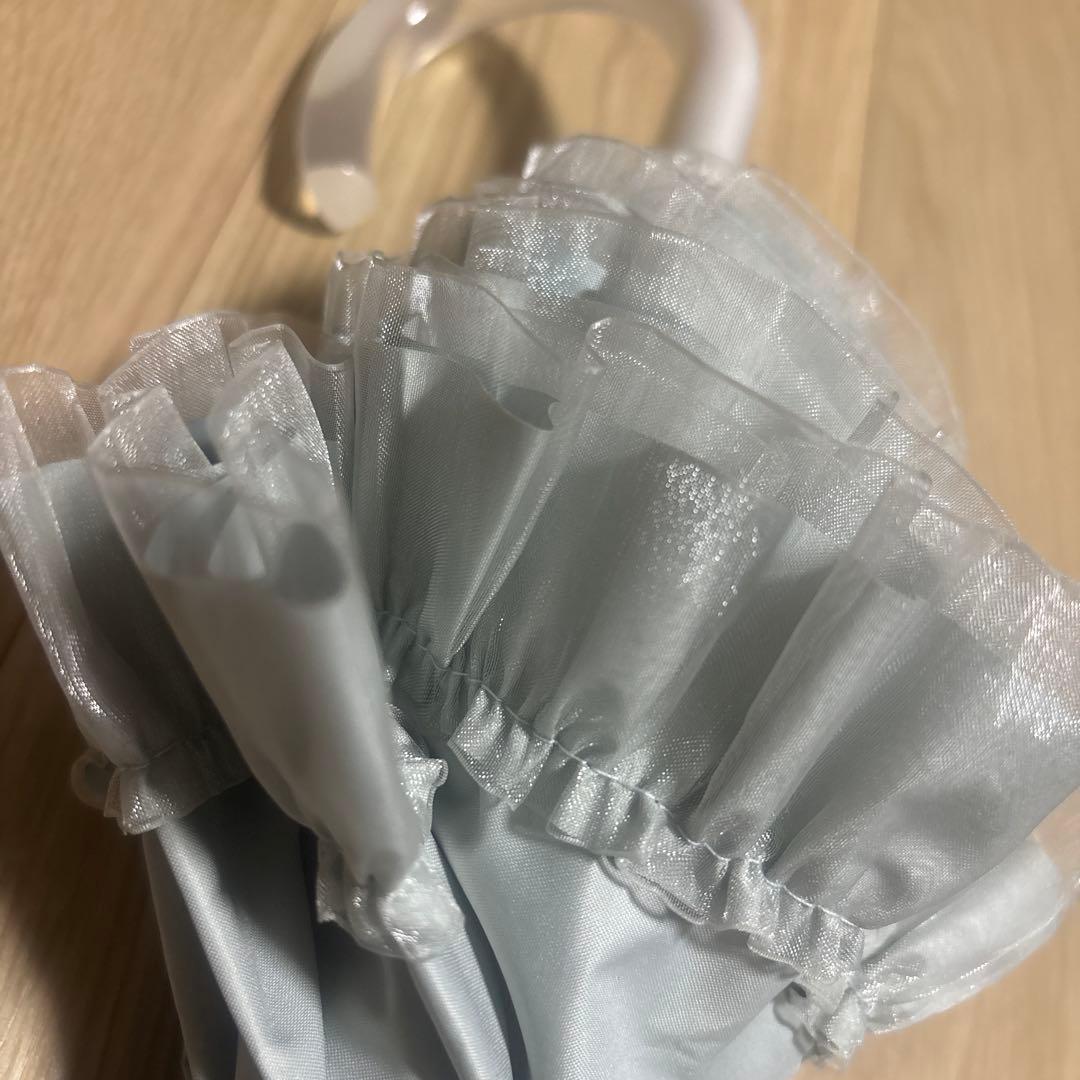 新品LANVIN en Bleu晴雨兼用折りたたみ傘 オーガンジーフリル