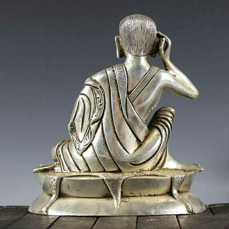 美品銅器  純銅  鹿頭台座羅漢仏像  工芸品  置物9