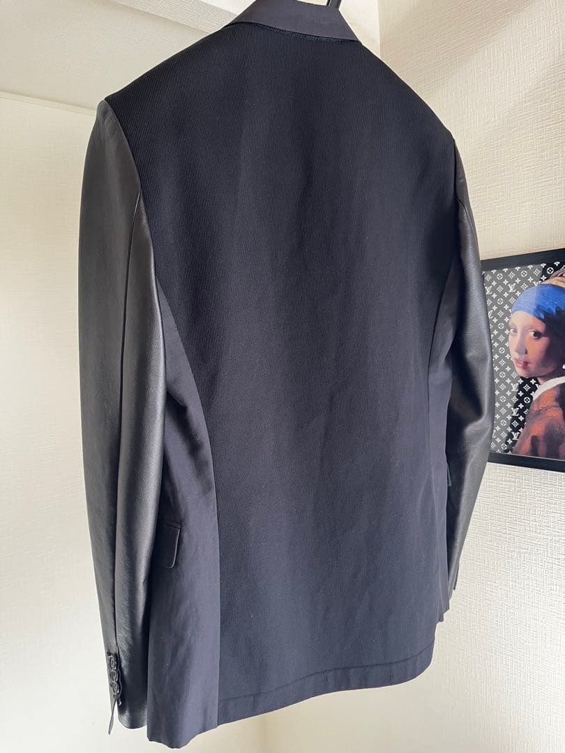 ニールバレット　リアルレザー切り替えテーラードジャケット　ドッキングジャケット