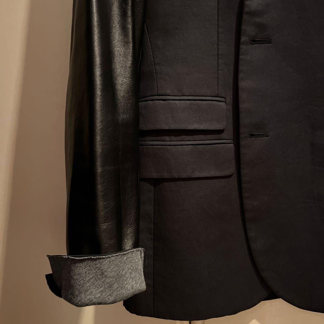 ニールバレット　リアルレザー切り替えテーラードジャケット　ドッキングジャケット