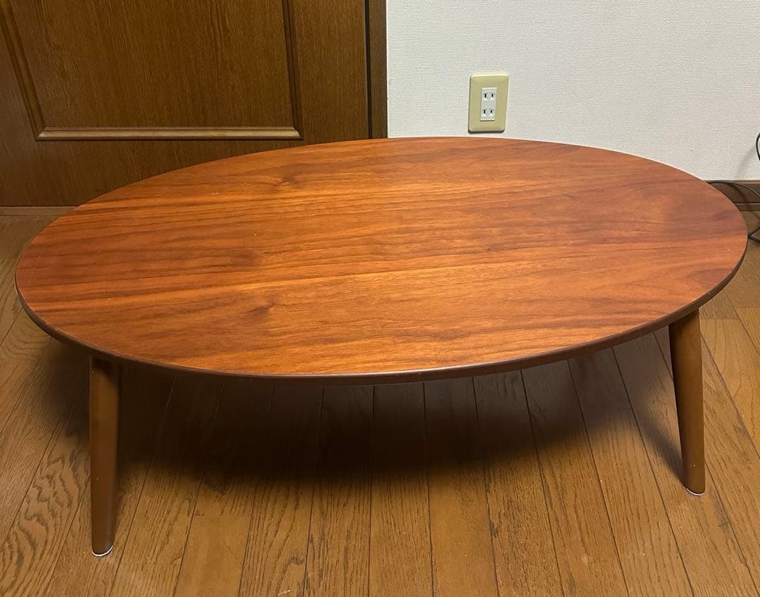 木製楕円形センターテーブル