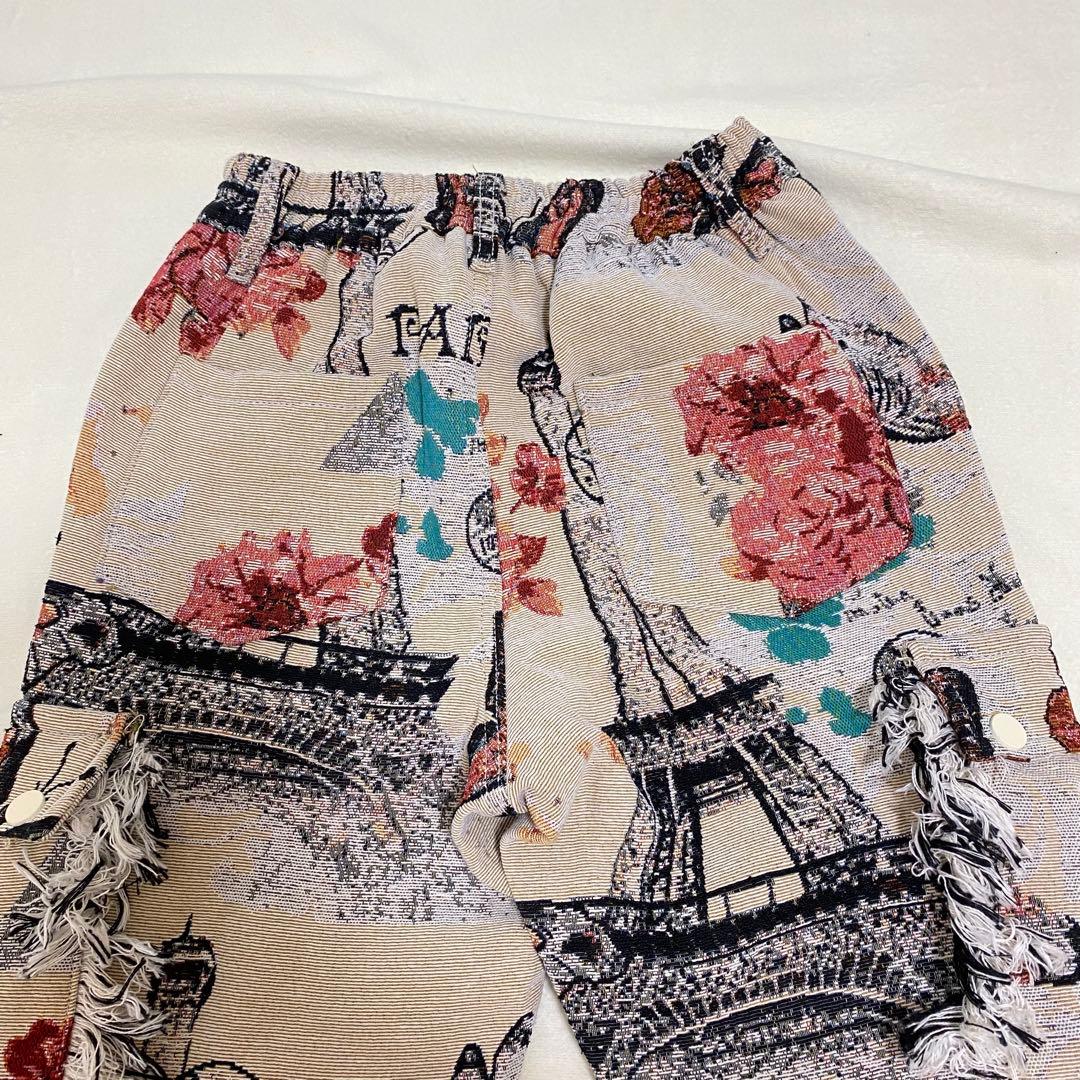 GUAPI風　タペストリーパンツ　S カーゴパンツ　海外　サイズ28 刺繍パンツ